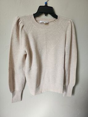 Gerard Darel Cream Ribbed Crewneck Sweater Size 2